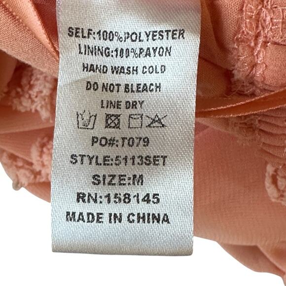 Juliana’s Crop Top Womens M Pink Swiss Dot Sheet Off the Shoulder Cottagecore - Picture 4 of 4